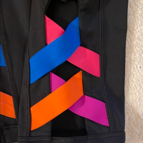 Fila Black and Purple Leggings with Geometric Accents - Picture 8 of 8